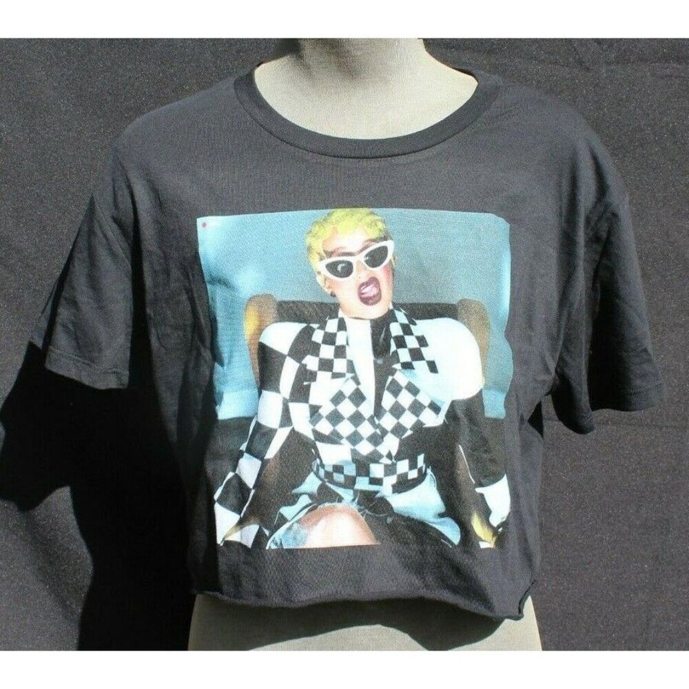 New Women's Black Cardi B Music Video Crop Top T Shirt Size Large